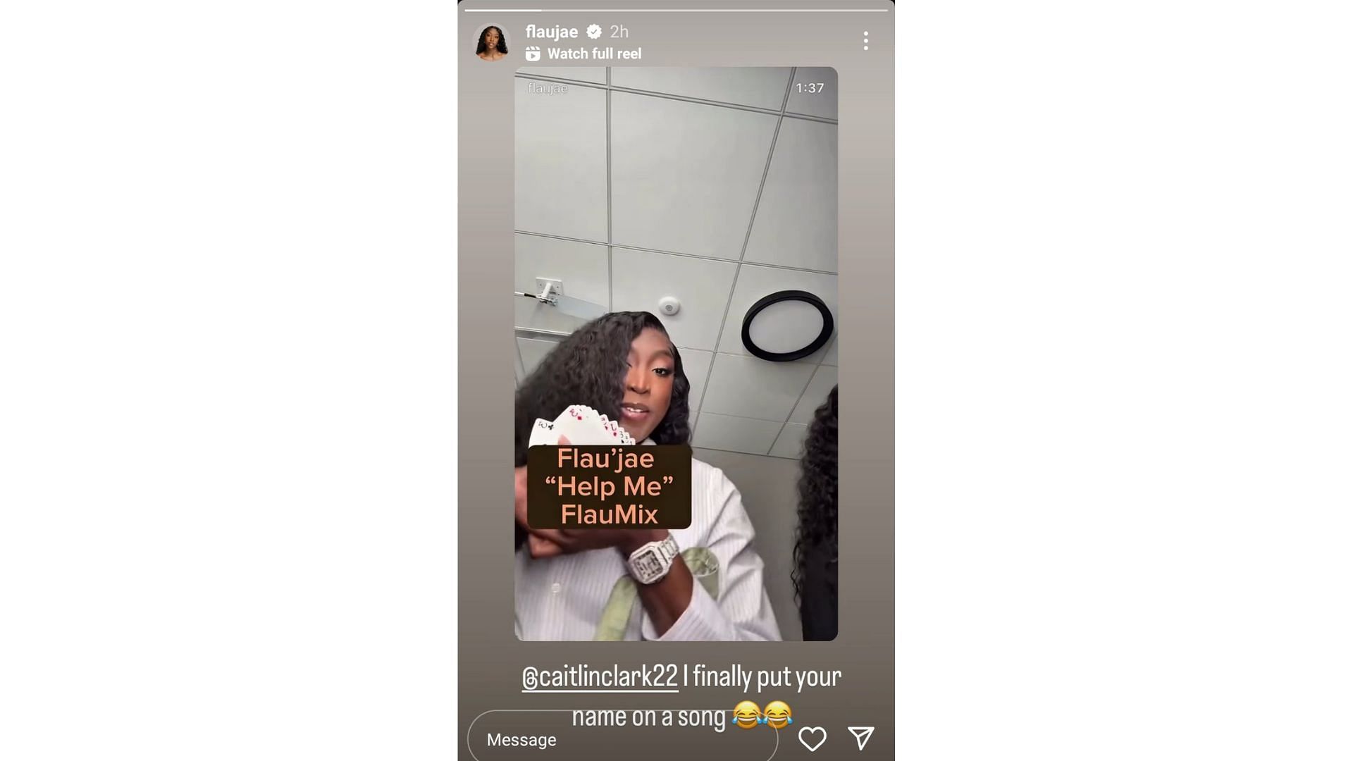 Flau'jae Johnson gave a shoutout to Caitlin Clark after she mentioned the Indiana Fever star's name in her latest rap song. Source: Instagram/@flaujae